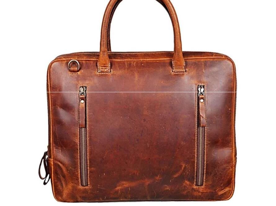 Genuine Leather Messenger Laptop Bag for Unisex