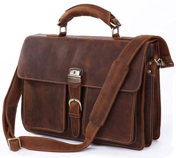 Genuine Leather Messenger Laptop Bag
