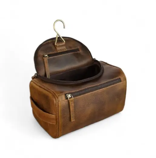 Leather Dopp Kit with Hook
