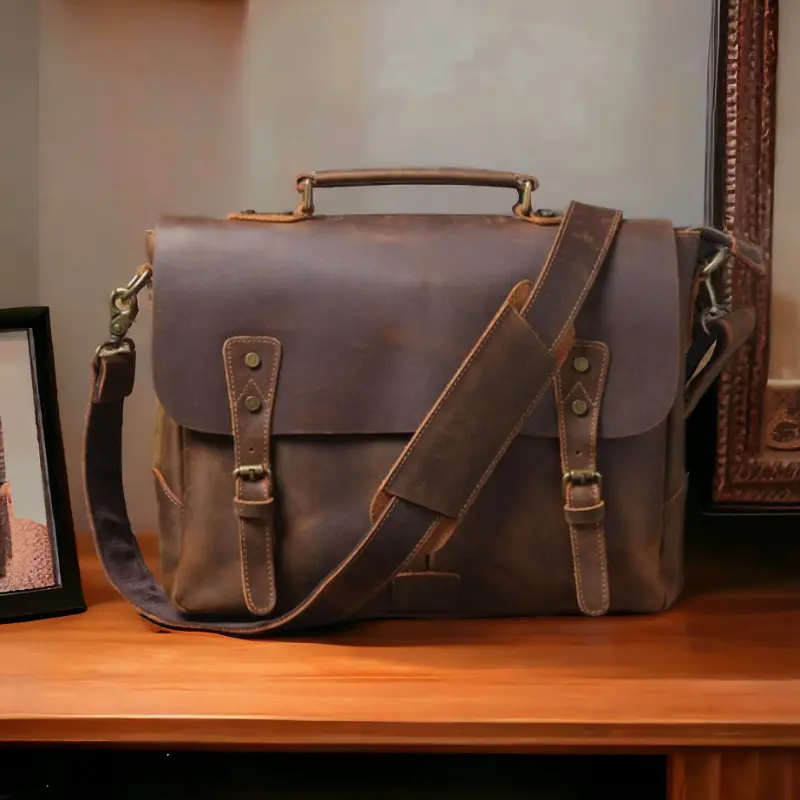 Modern Leather Laptop Bag - Image 5