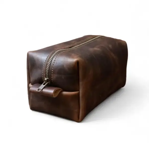 Leather Dopp Kit Dark Brown