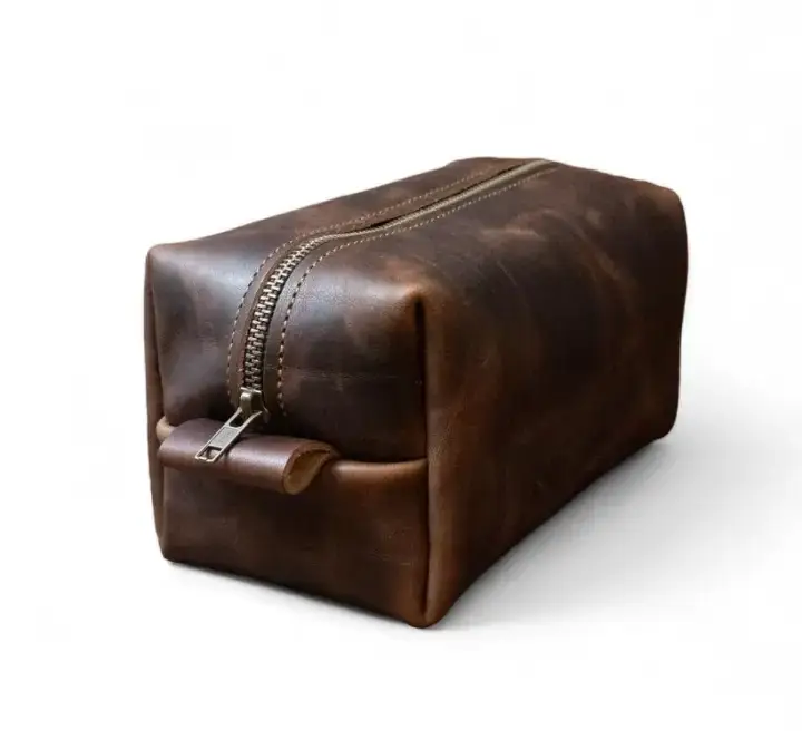 Leather Dopp Kit Dark Brown